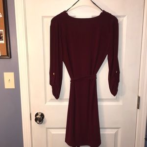 Maroon dress with gold accents